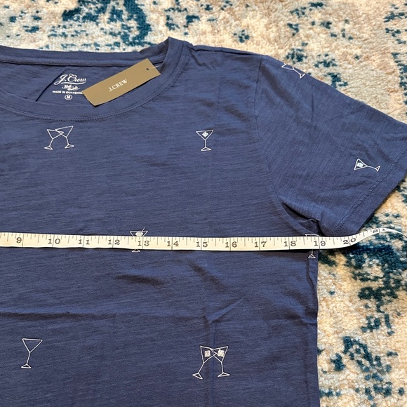 J. Crew Blue Tee with Cocktail Glass Print NWT martini glass cotton - Picture 6 of 6